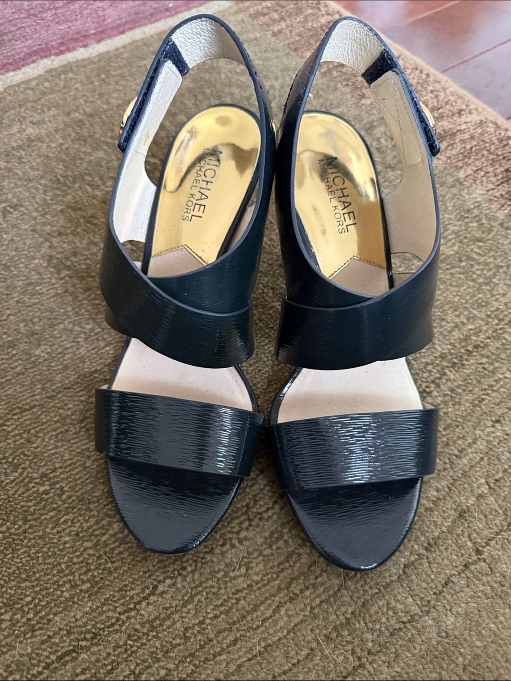 Michael Kors Deep Navy Patent Slingback Heels